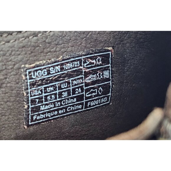 UGG Women's Dark Brown Leather Clementine Shearling Leather Ankle Boot Sz 7 2953 - Picture 6 of 16